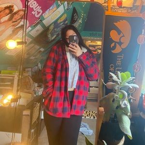 size L red plaid jacket